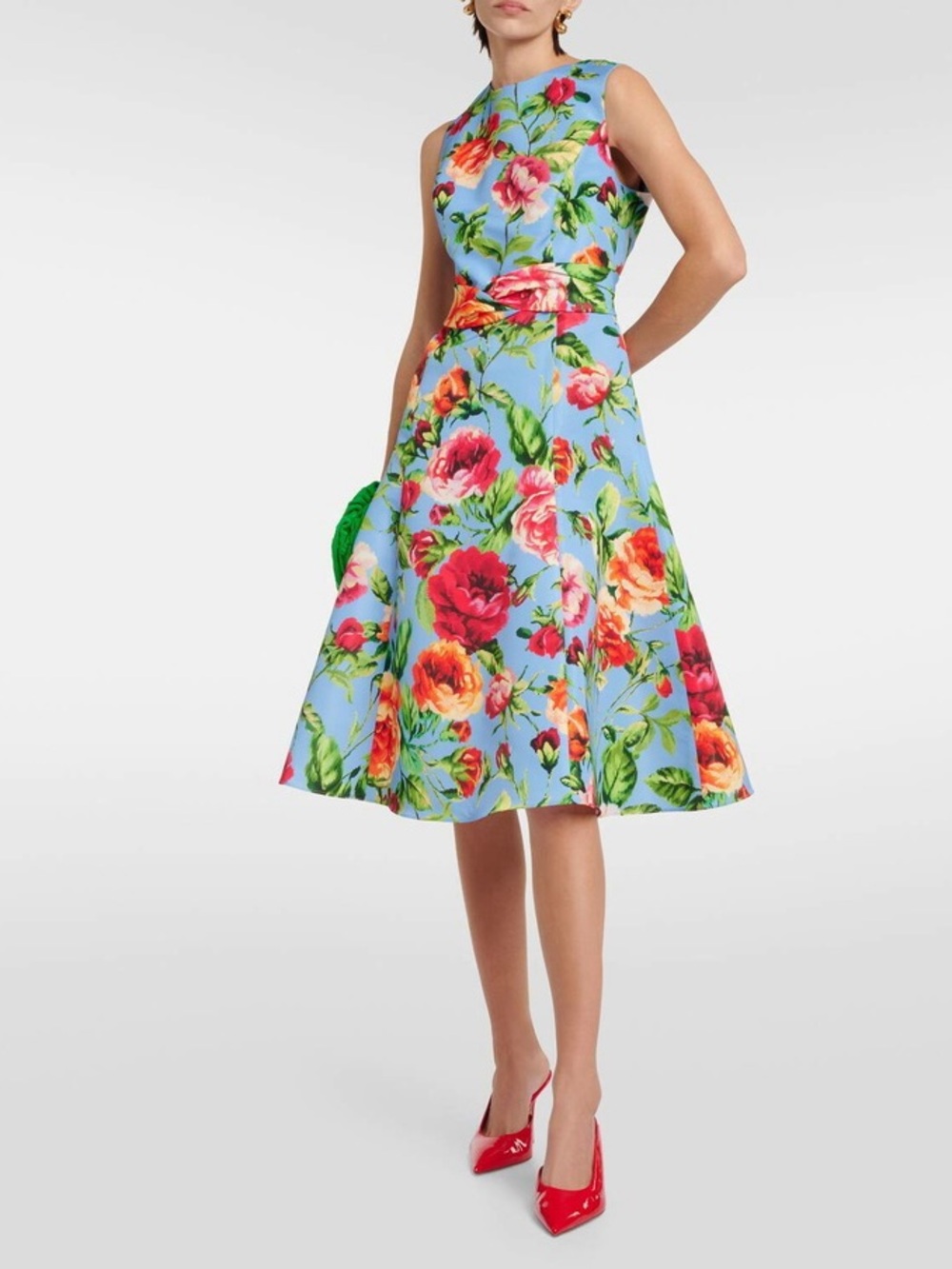 Carolina Herrera New Sleeveless Floral Midi Dress Size 8 $2,790.00 Lake blue Mlt